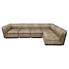 Modular sofa by Pierre Cardin in silk and lacquered wood, 1970