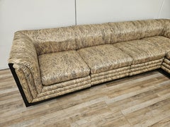 Modular sofa by Pierre Cardin in silk and lacquered wood, 1970