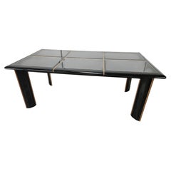 Extendable dining table by Pierre Cardin in black lacquered wood, 1970