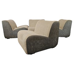 1970s modular sofa in checkered fabric with four seats