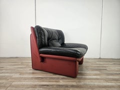 Poltrona in pelle rossa e nera di Nicoletti Salotti, 1980