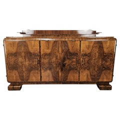 French Art Deco Sideboard, Walnut Veneer, Elegant Design, 1940