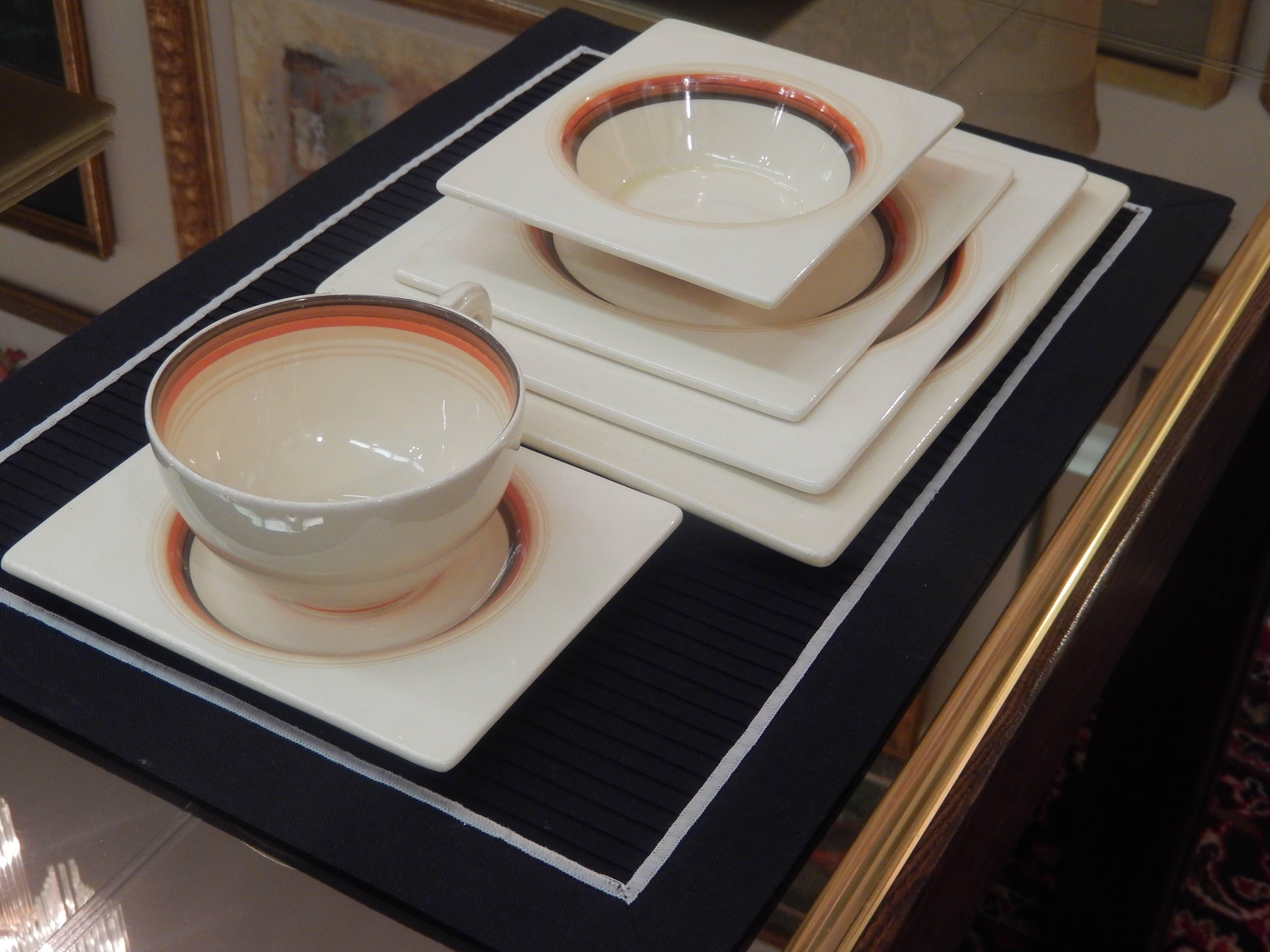 Large, rarely found 60 piece set of Clarice Cliff's 