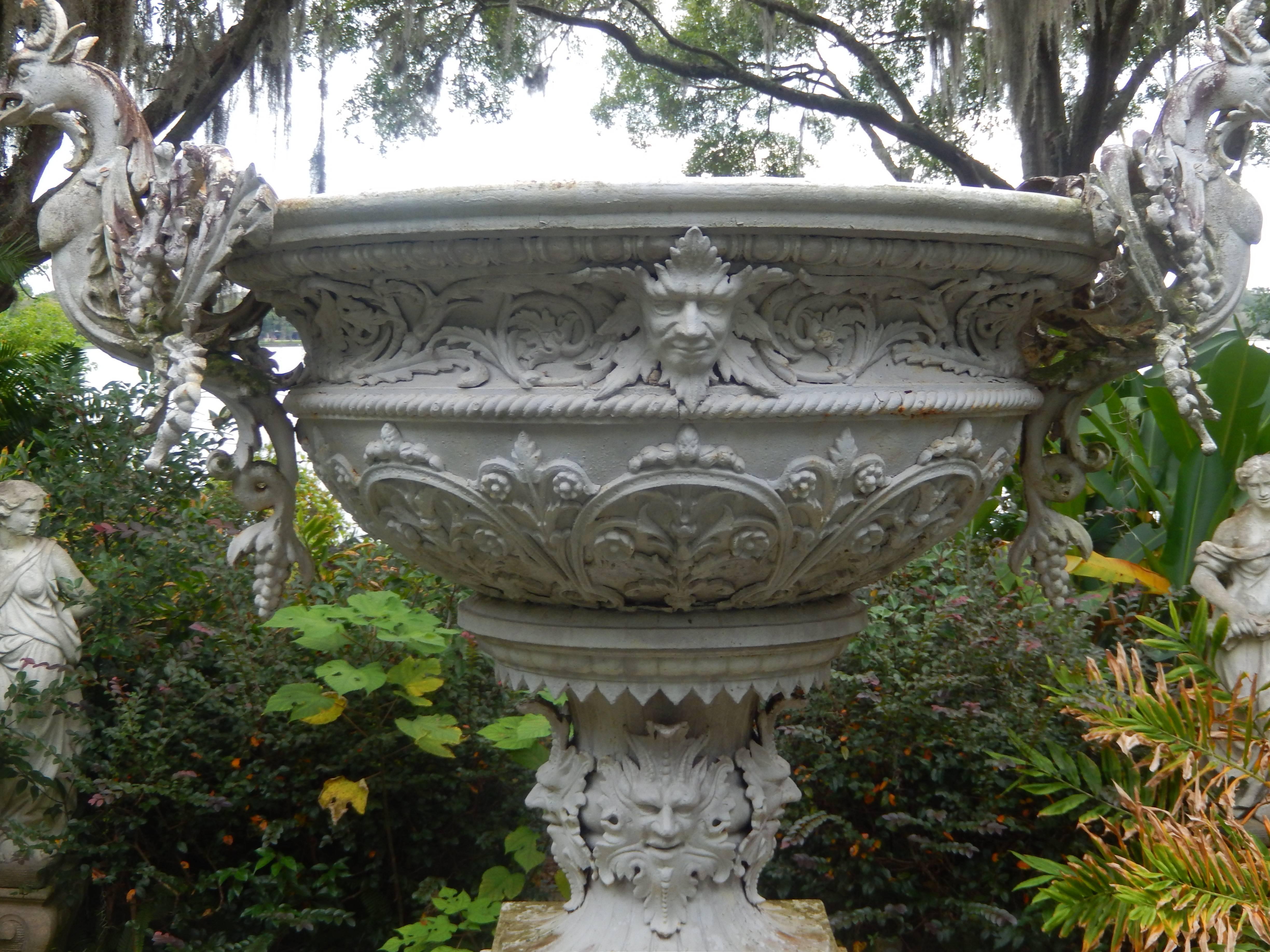 Monumental 19th Century Cast Iron Garden Urn 1