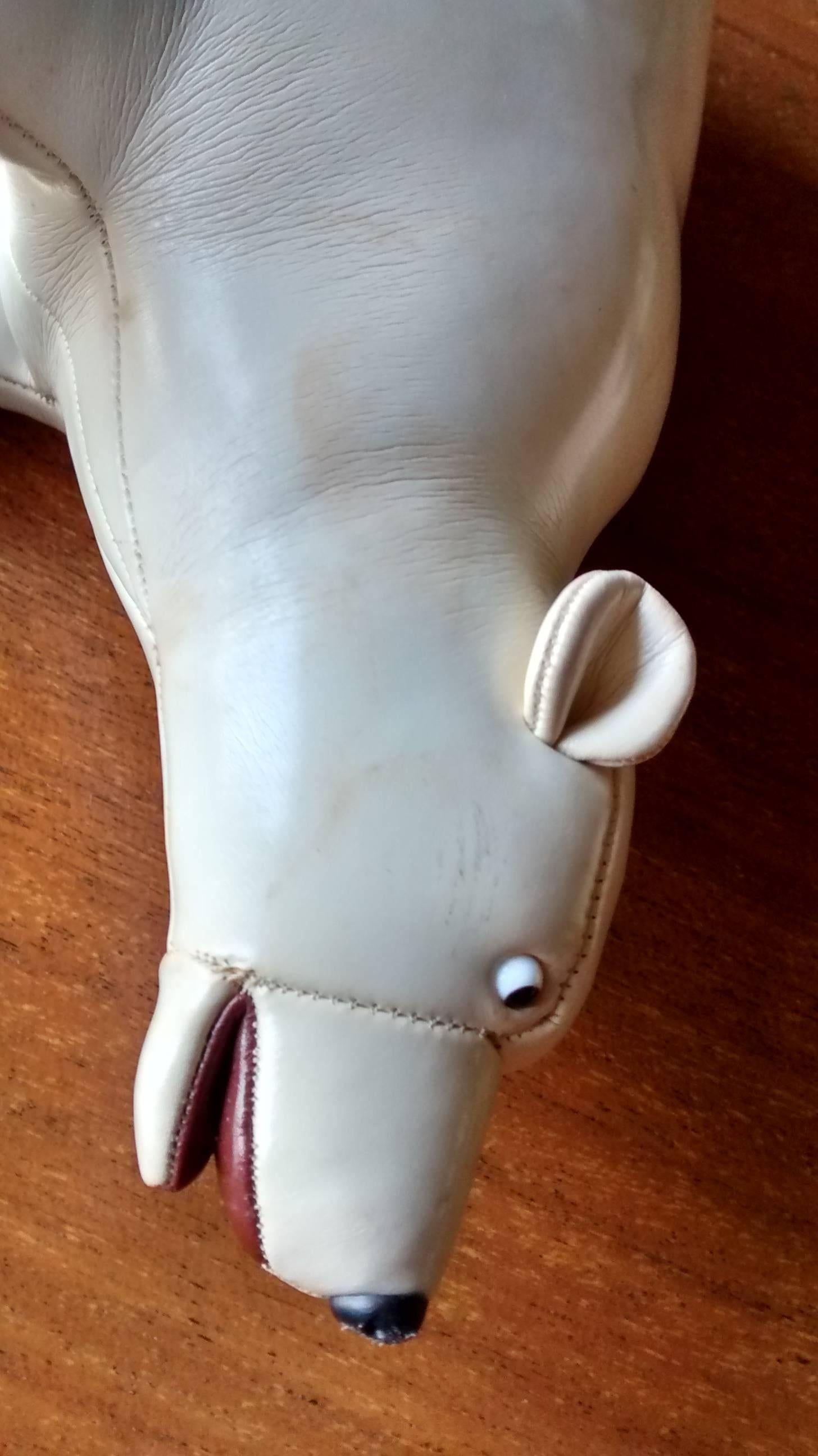 Mid-Century Modern Tomi of Japan Kid Glove Leather Stitched Polar Bear