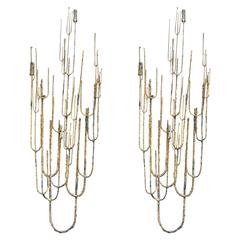 Curtis Jere Pair of Giant Candle Sconces