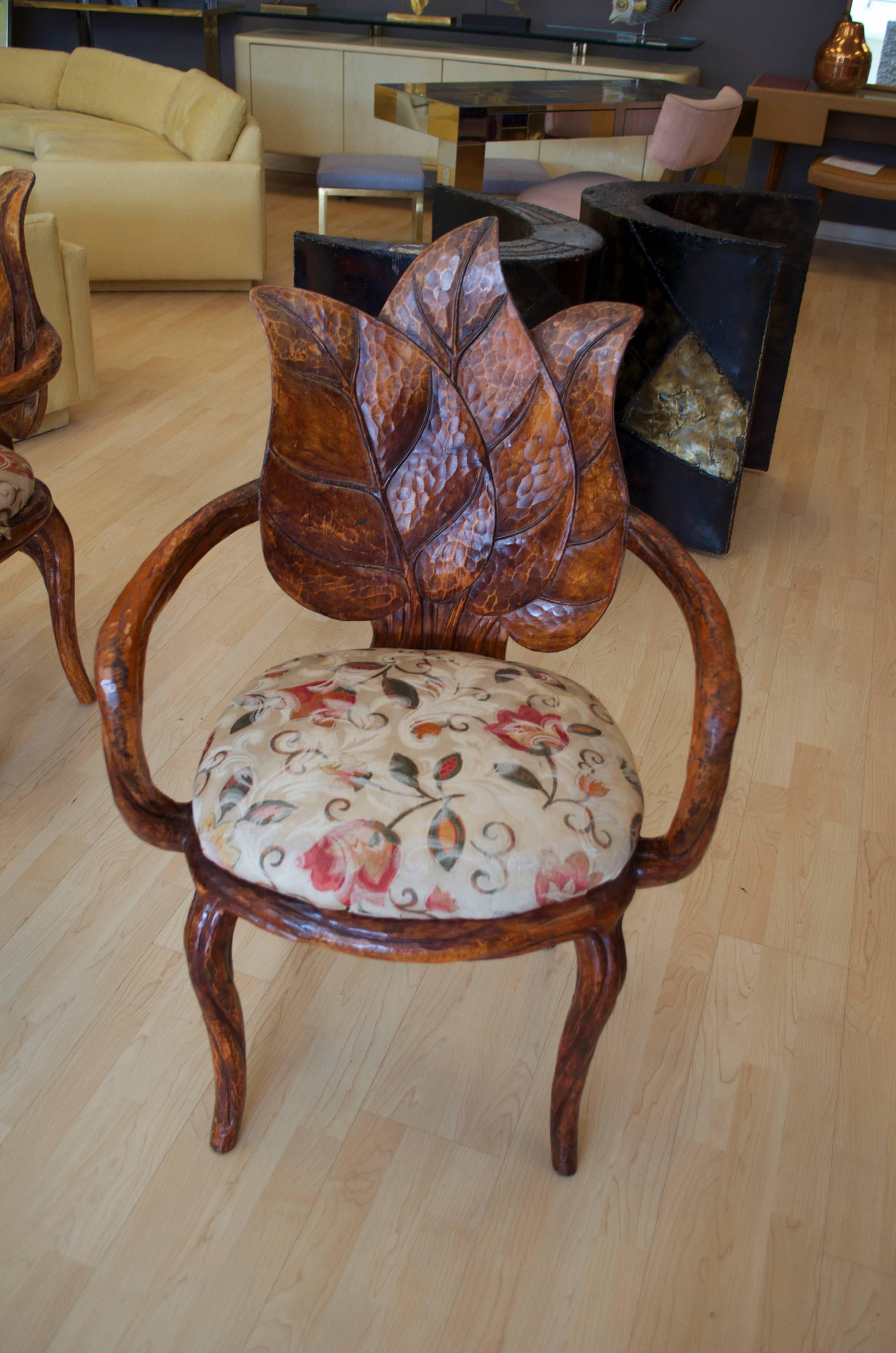 Italian Leaf Table And Chairs Imported By Laverne Galleries In Good Condition For Sale In Miami, FL