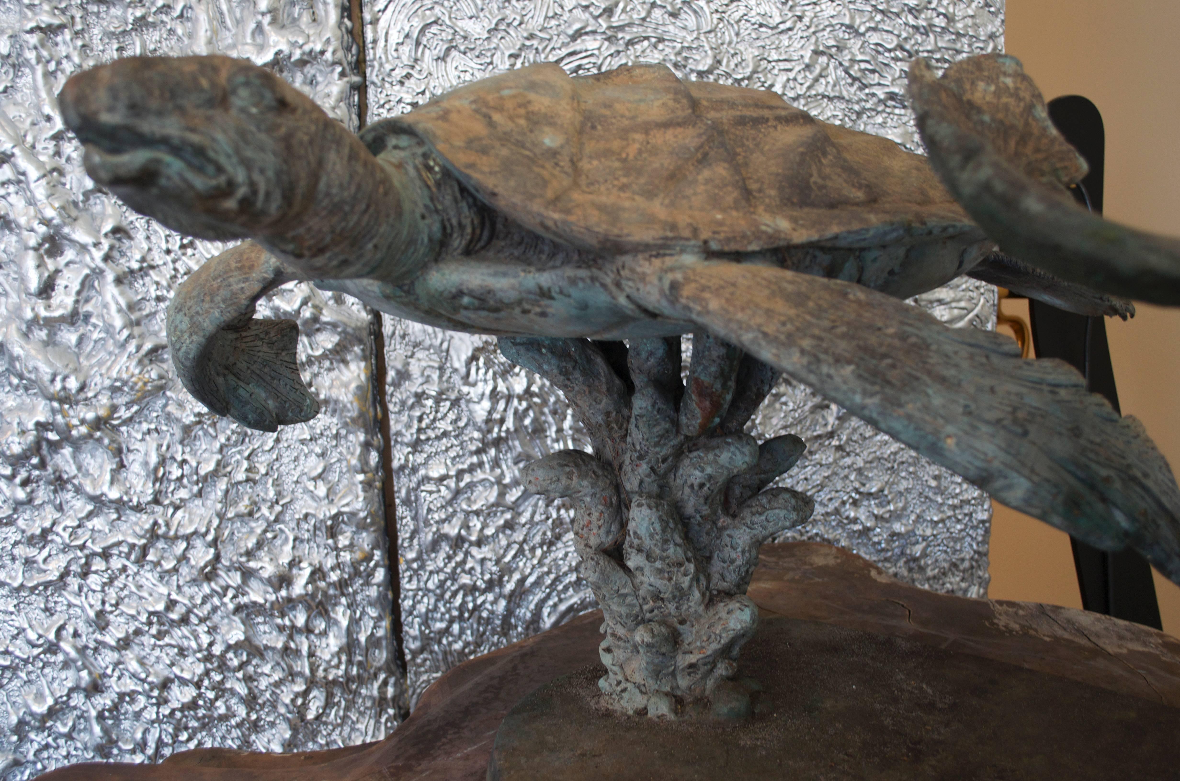Bronze Sea Turtle Sculpture In Excellent Condition For Sale In Miami, FL