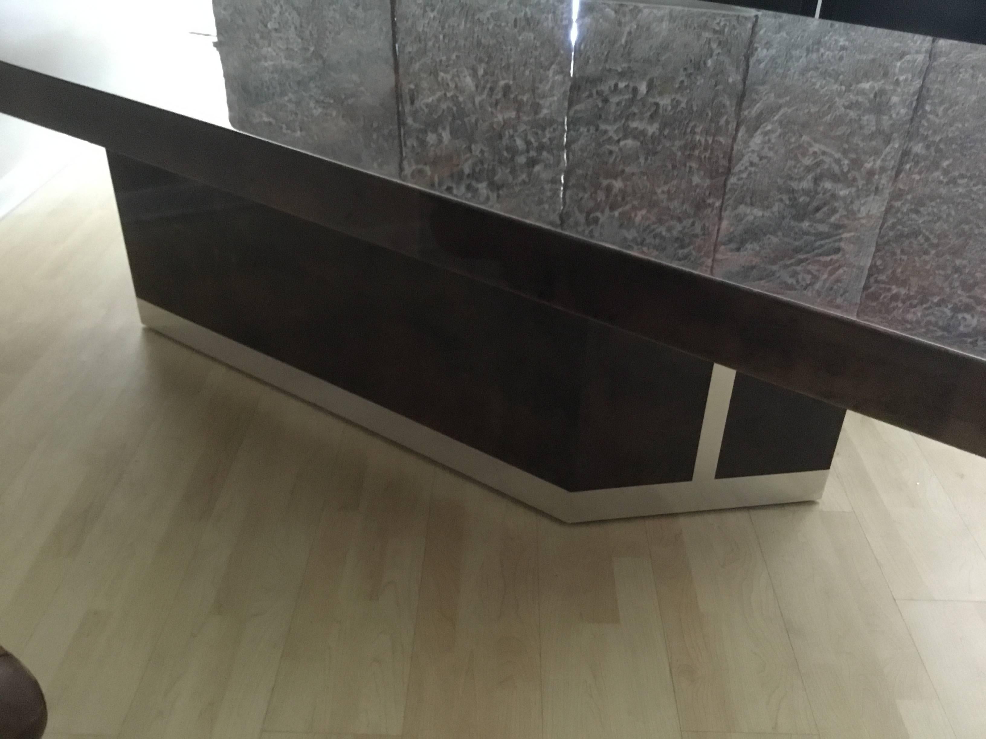 Saporiti Dining Table Wrapped in Goatskin In Excellent Condition For Sale In Miami, FL