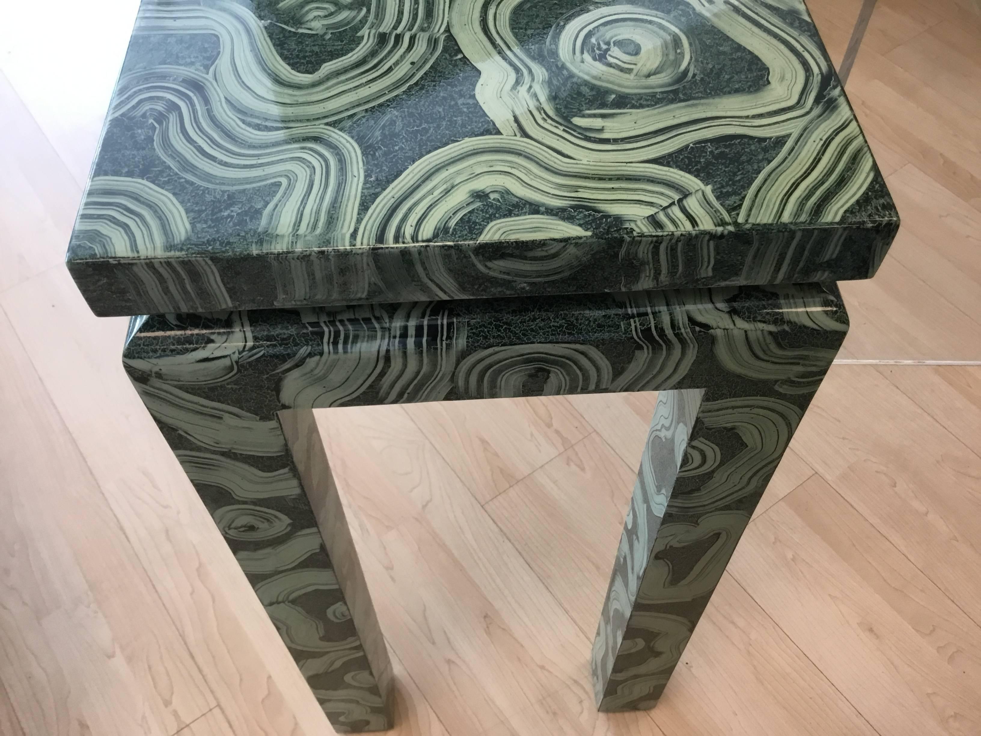 Faux Malachite Console In Excellent Condition For Sale In Miami, FL