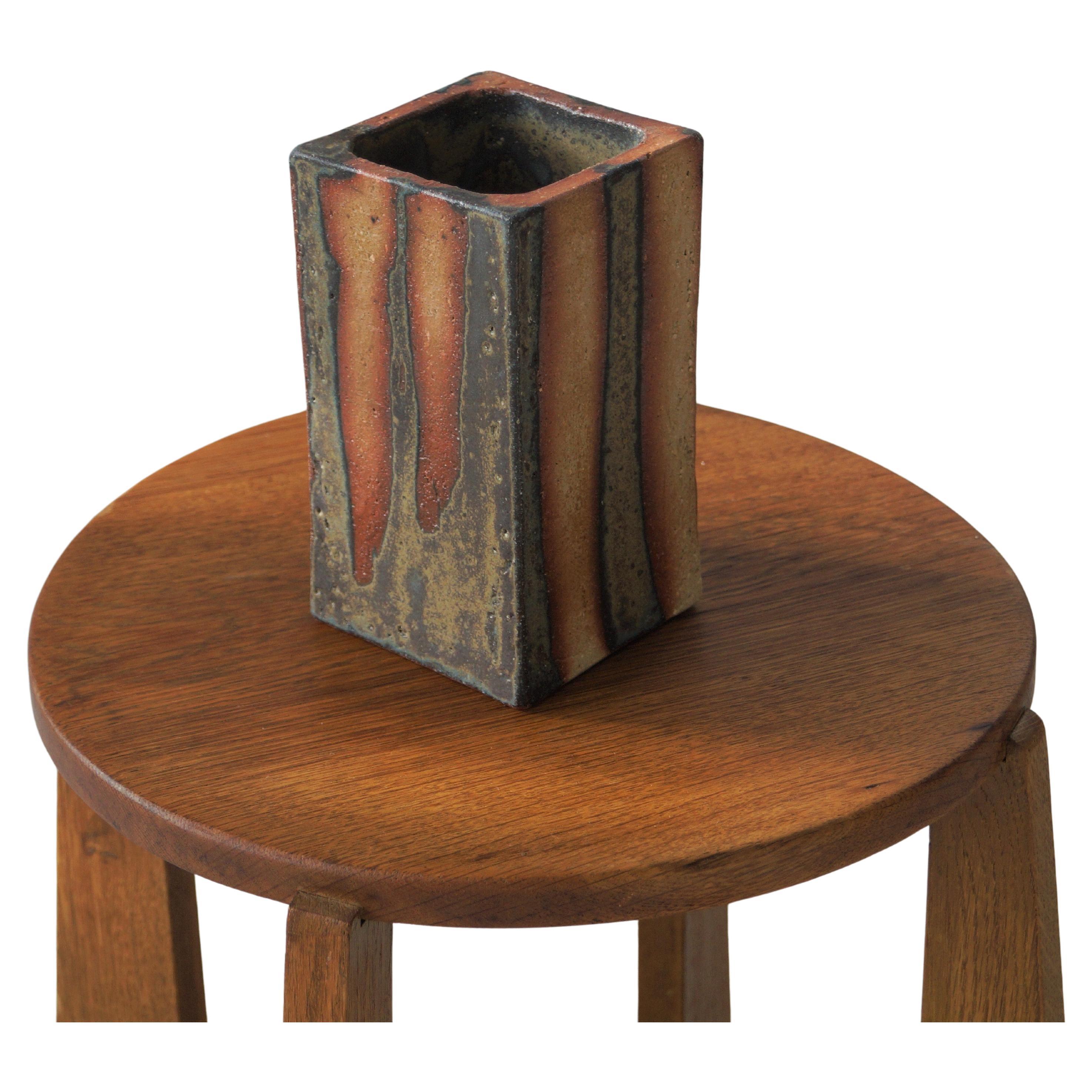 Glazed Clay Vase by Jan de Rooden, Netherlands For Sale