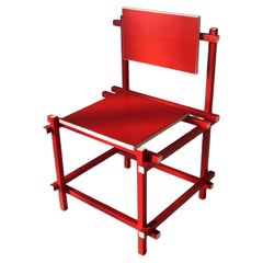 Il modernismo di De Stijl  sedia artigianale in stile Gerrit Rietveld, anni '80