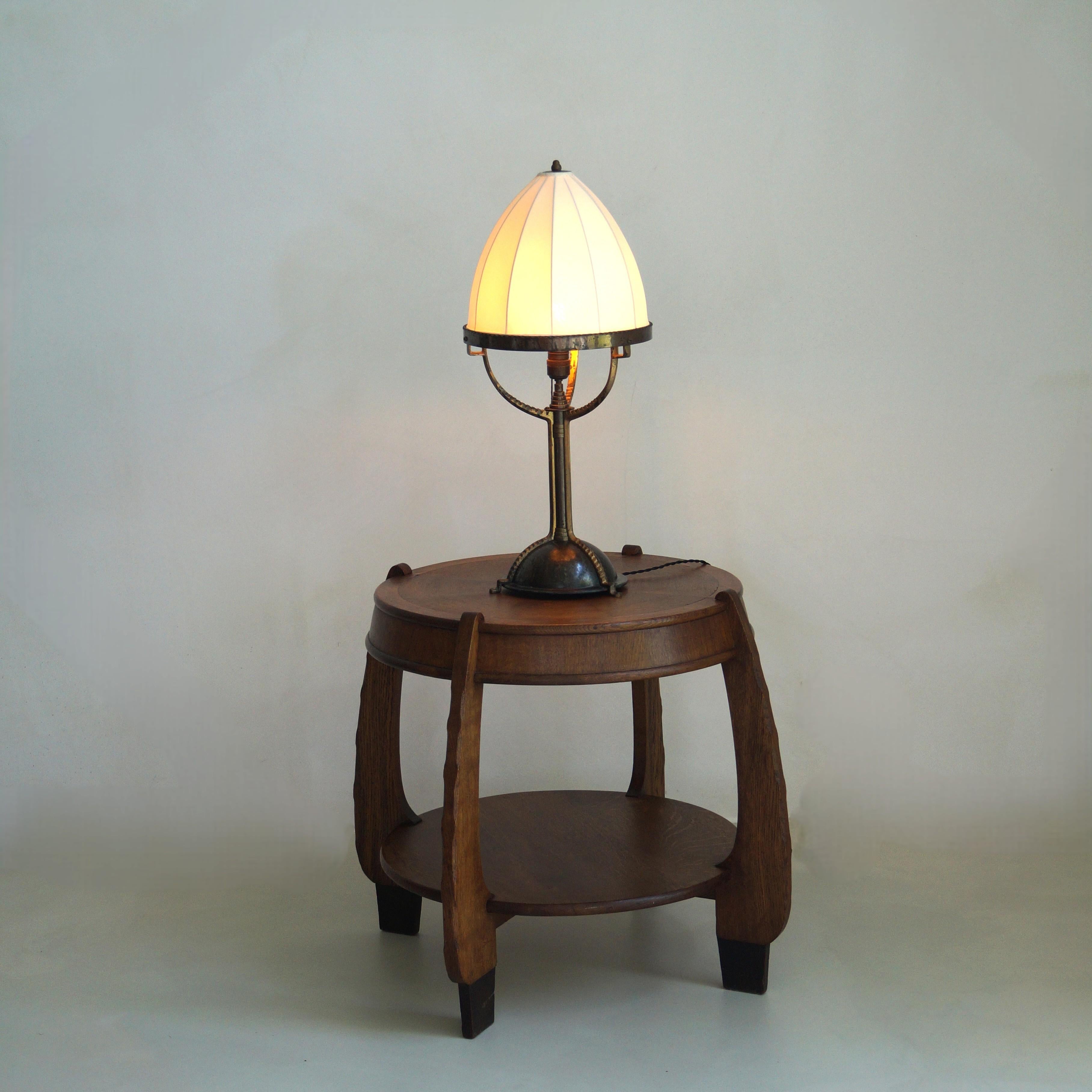 Oak Rare Amsterdam School Art Deco side or lamp table by N.V. Hero de Groot, 1920s For Sale
