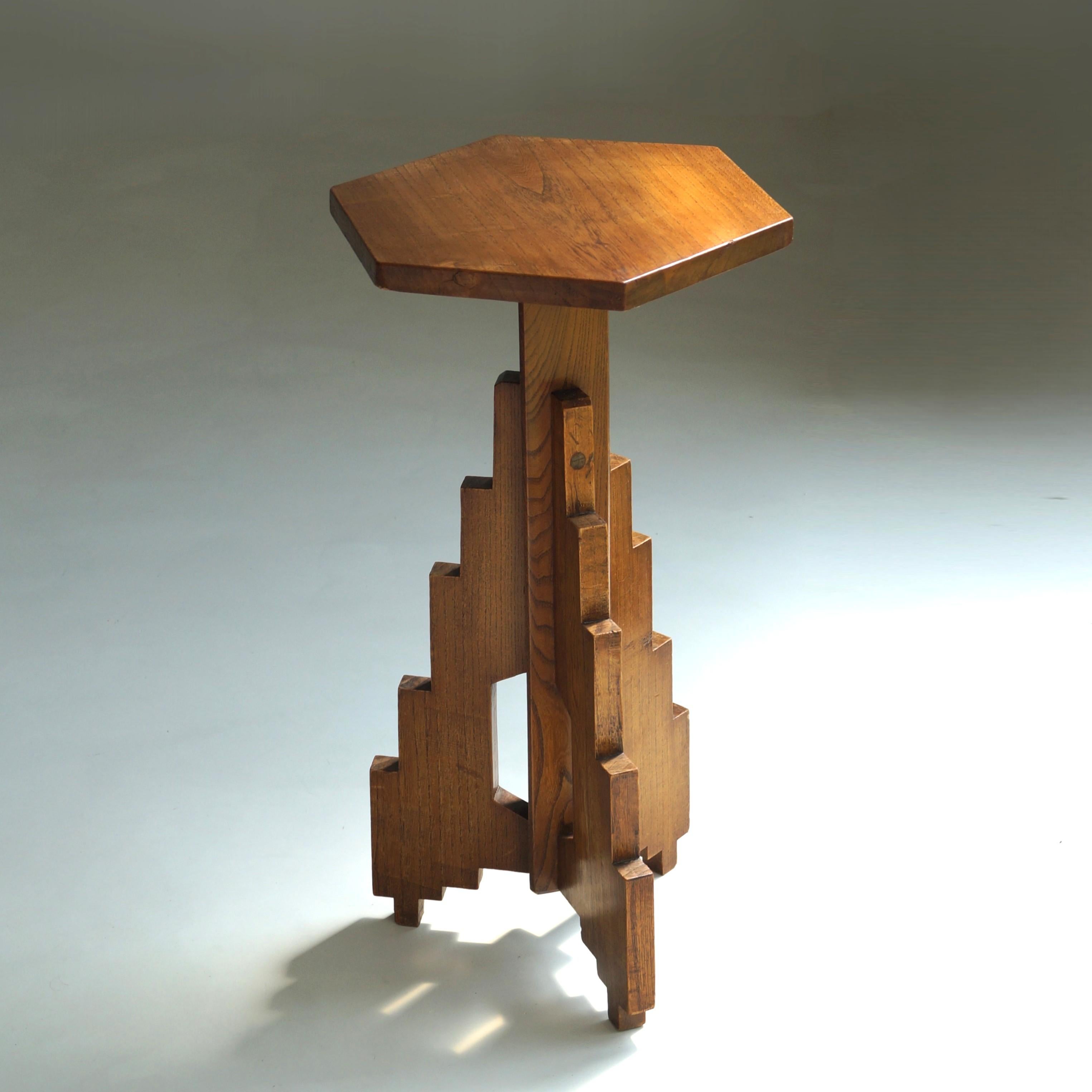 An original 1920s Dutch Art Deco pedestal, in good lightly restored condition. It is very stable and sturdy. A rare find and a very eye catching accent piece in eclectic and interesting interiors. Ideal to place a statue or a plant on, but also