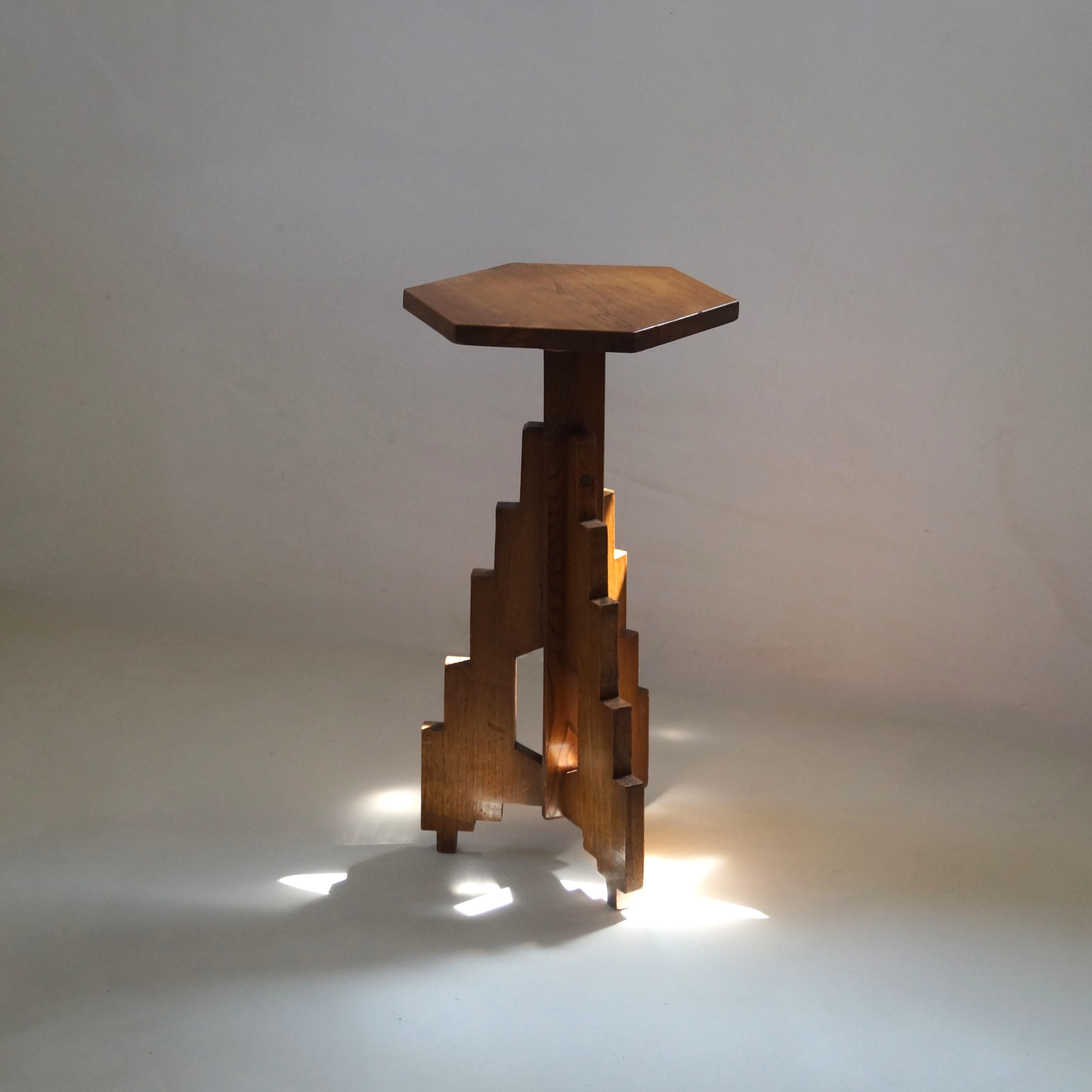 Dutch Art Deco hexagonal modernist pedestal, 1920s For Sale 5