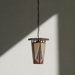 Lanterne en vitrail de style Art déco néerlandais « École d'Amsterdam », années 1920
