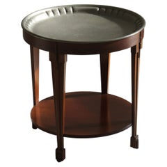 Dutch Art Deco Amsterdam School Side Table with Hammered Pewter Top, GERO, 1920s