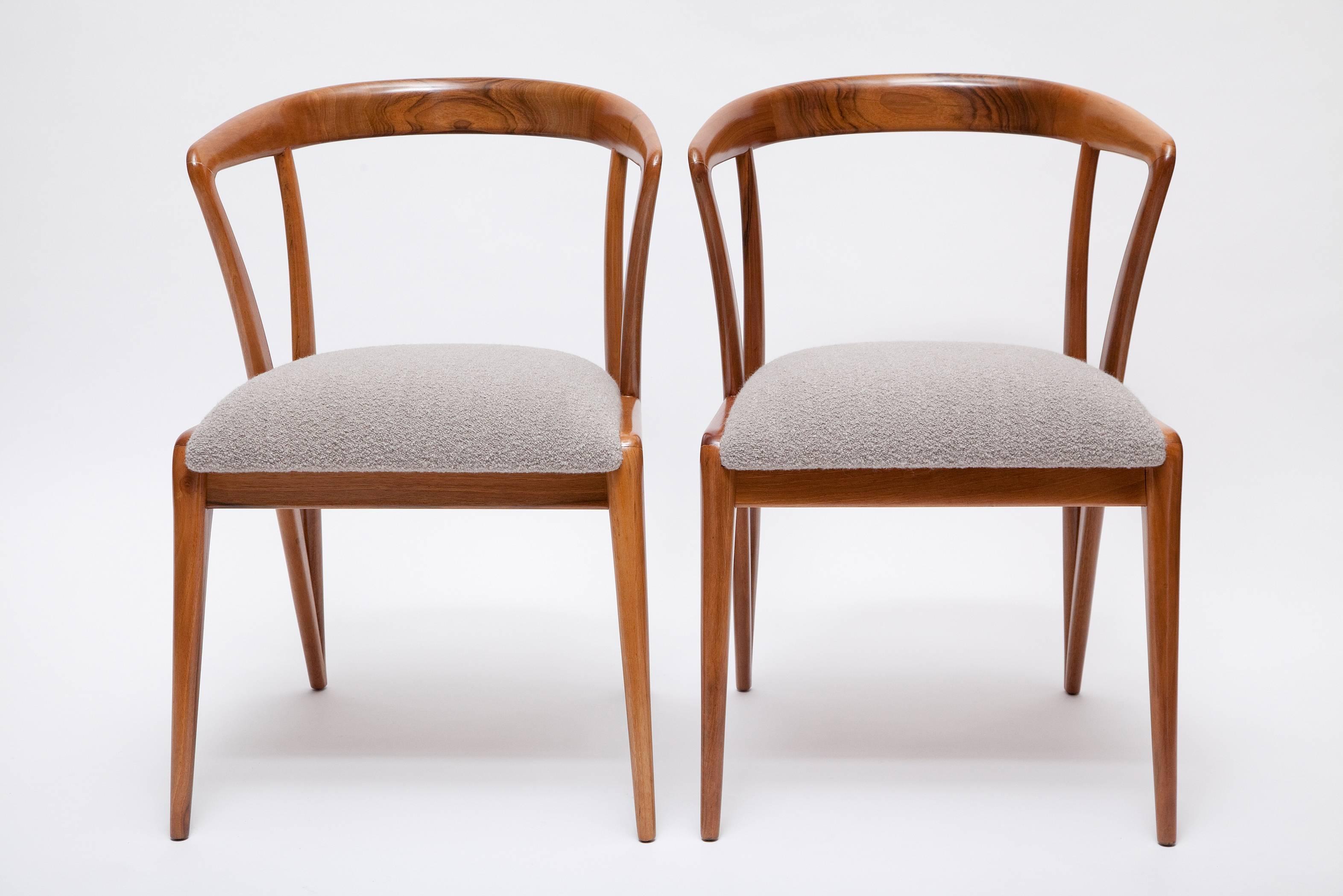 Mid-Century Modern Pair of Bertha Schaefer Walnut Armchairs for Singer & Sons
