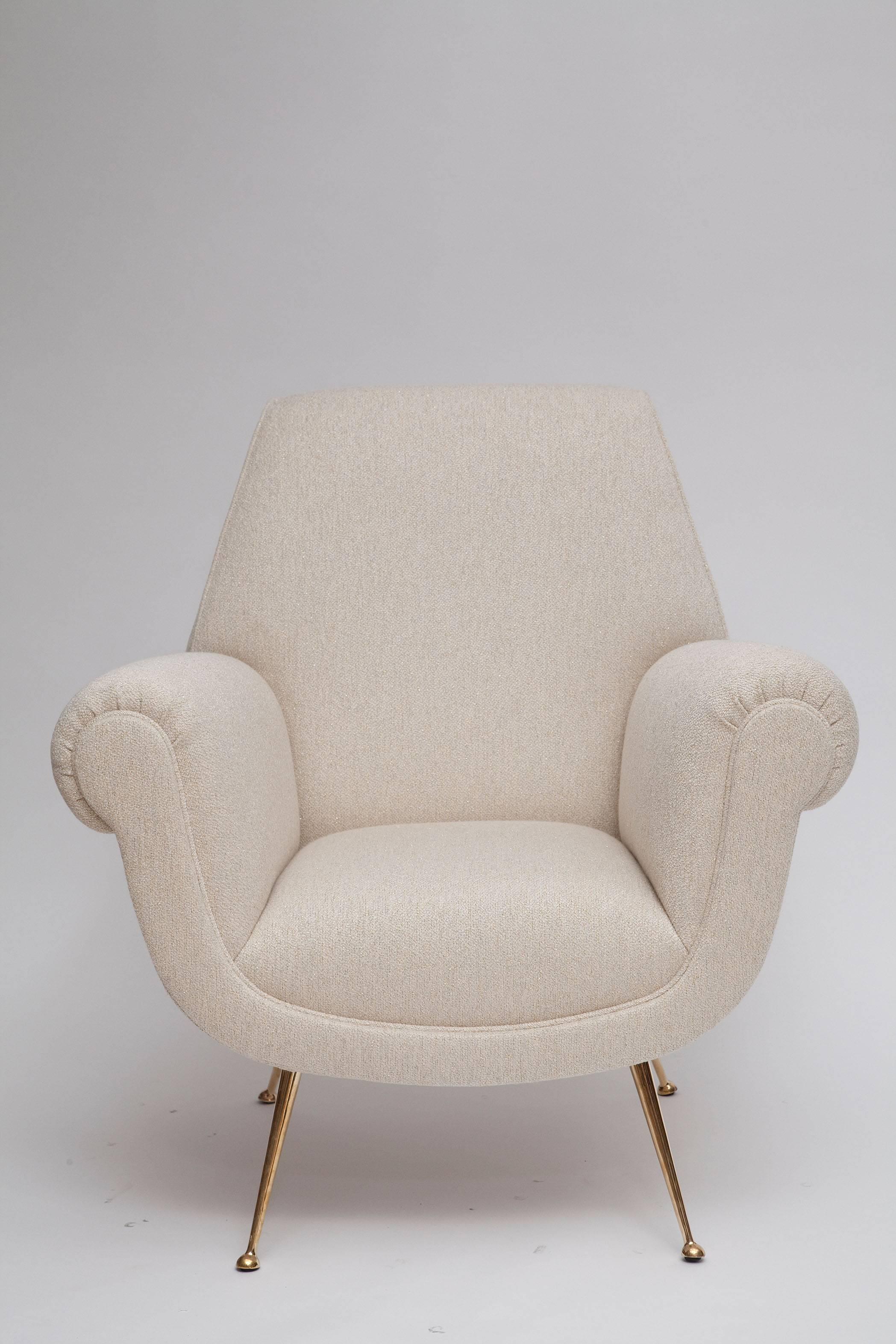 Mid-Century Modern Fully Restored Pair of 1950s Italian Lounge Chairs by Gigi Radice for Minotti