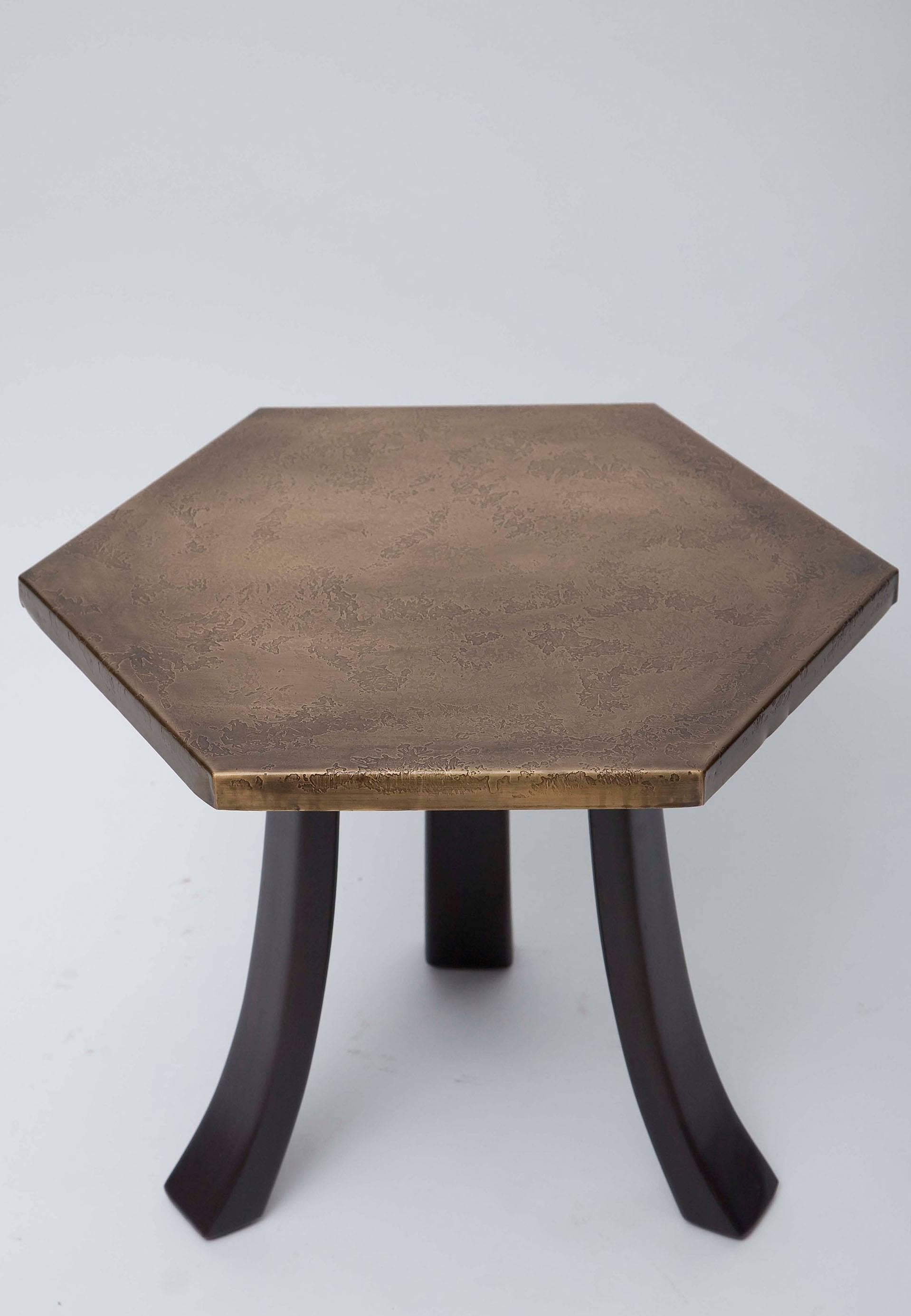 Mid-Century Modern Pair of Harvey Probber Walnut and Etched Brass End Tables