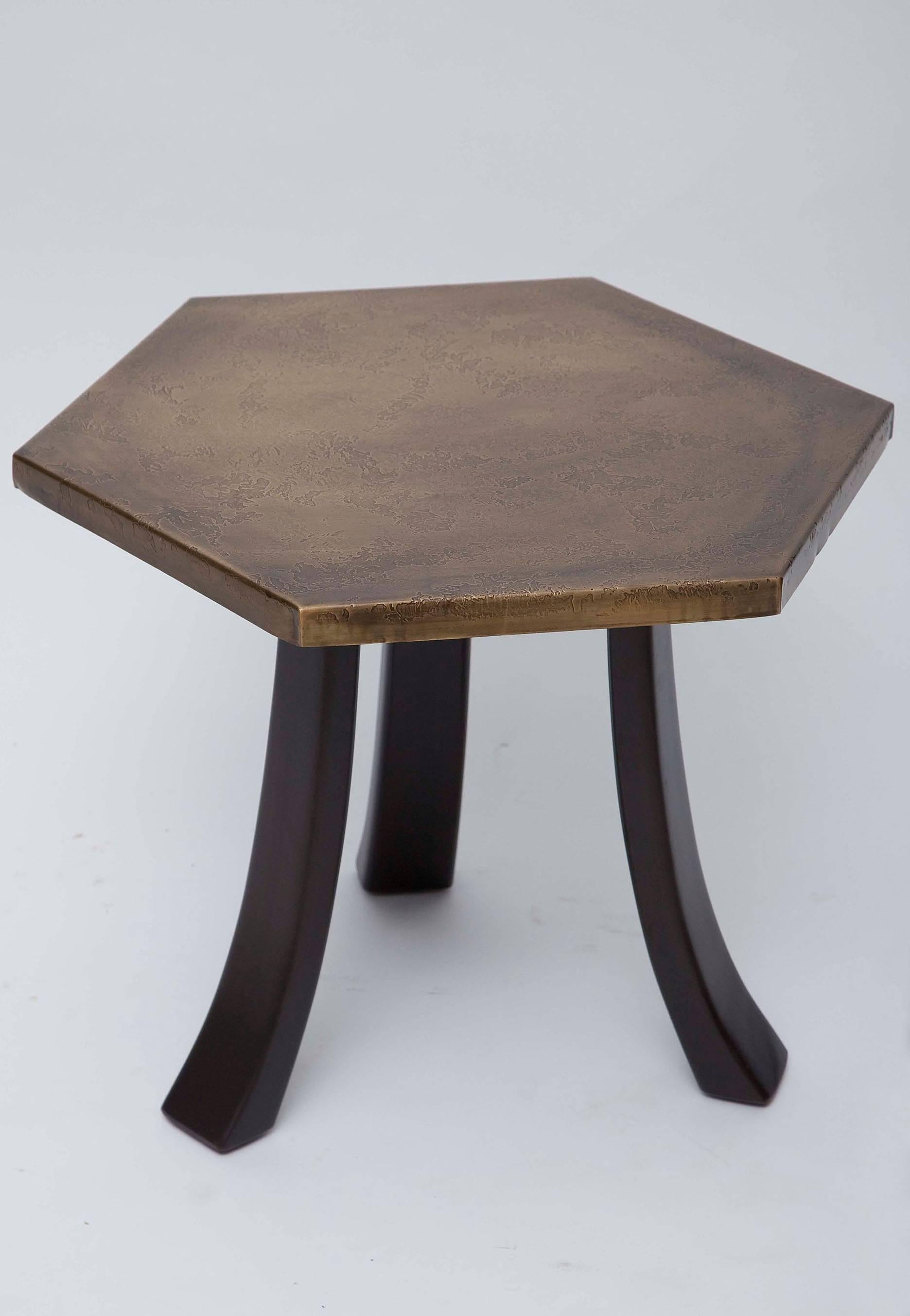 American Pair of Harvey Probber Walnut and Etched Brass End Tables