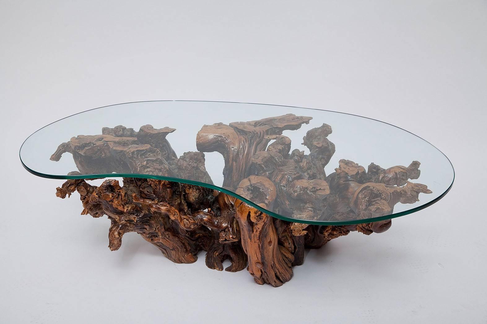 burled wood coffee table