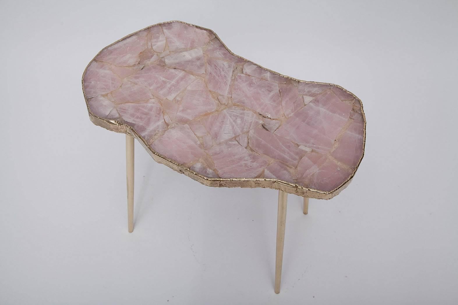 rose quartz side table