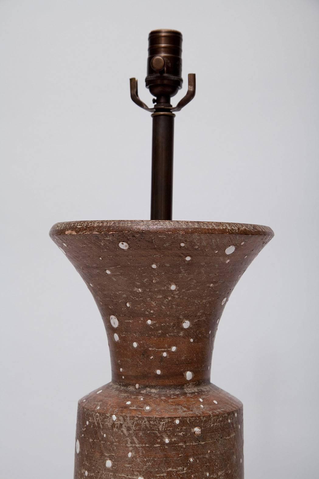Mid-Century Modern Signed Ugo Zaccagnini Large Stoneware Lamp