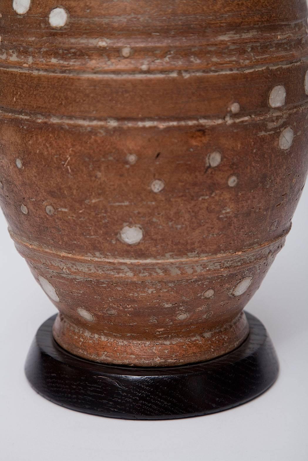 Brown Stoneware Lamp by Ugo Zaccagnini 1