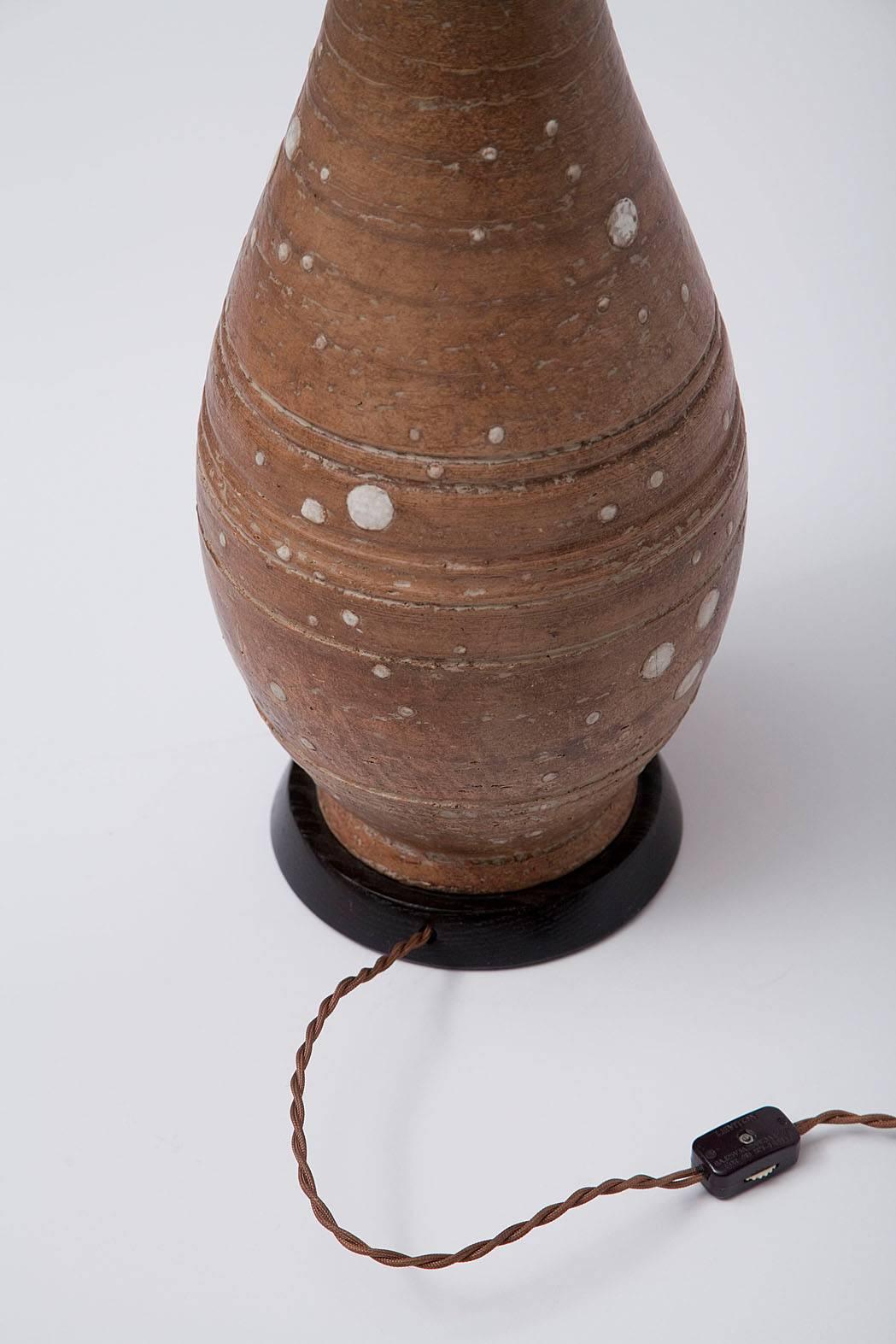 Brown Stoneware Lamp by Ugo Zaccagnini 2