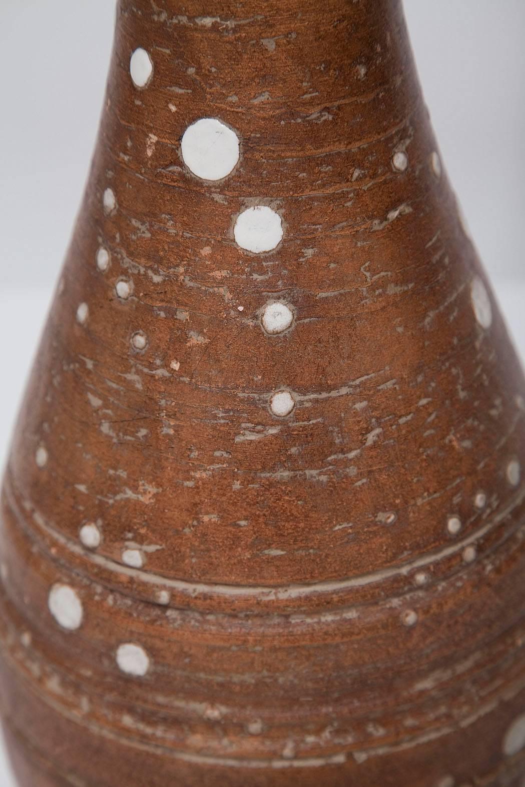 Mid-20th Century Brown Stoneware Lamp by Ugo Zaccagnini