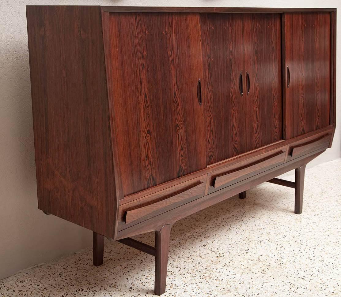 Scandinavian Modern Danish Rosewood Buffet or Bar Cabinet