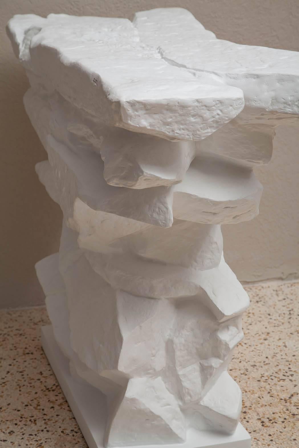 Painted rock formation console by Sirmos. Plaster on wood base, circa 1975.