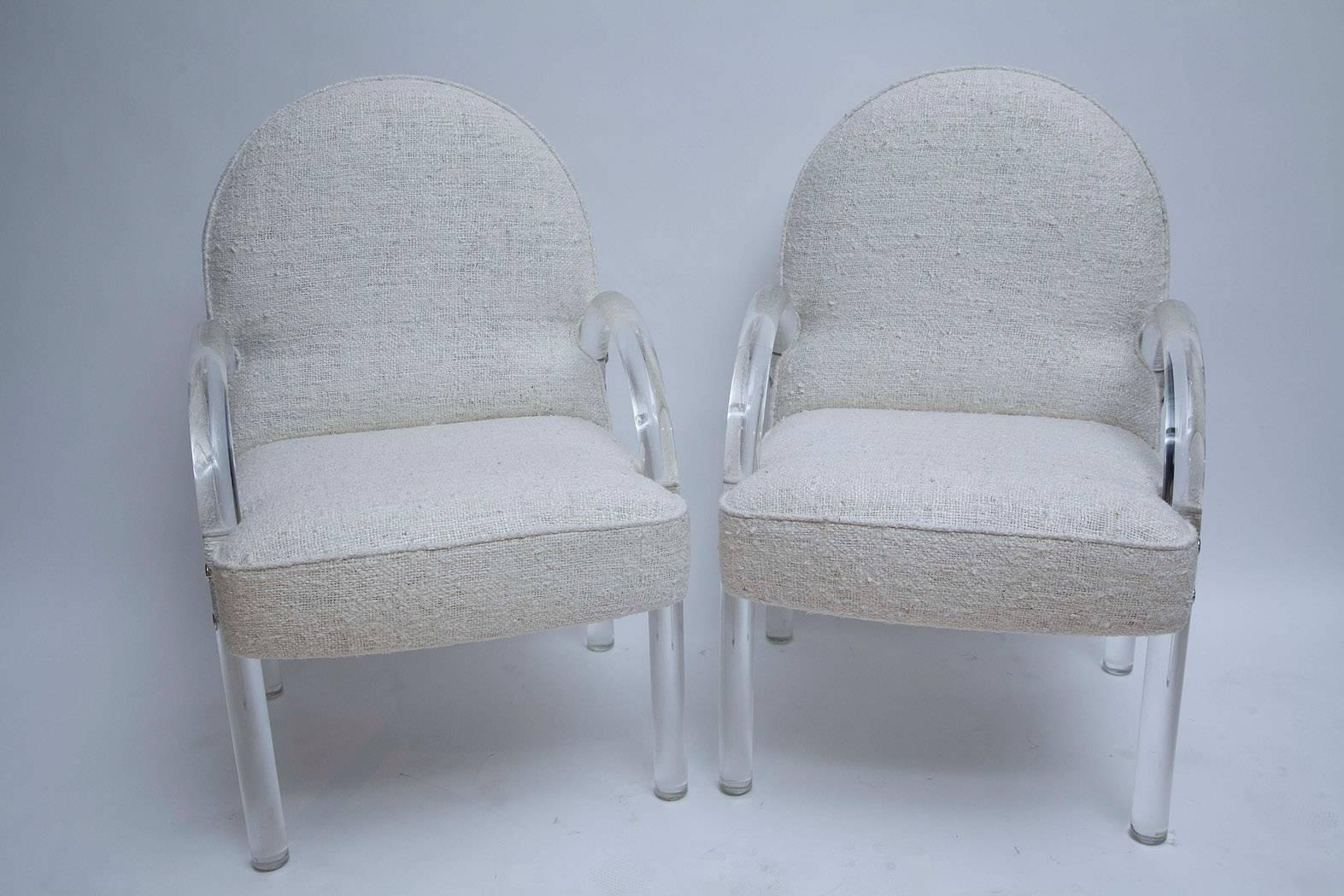 American Pace Collection Acrylic and Silk Tweed Armchairs