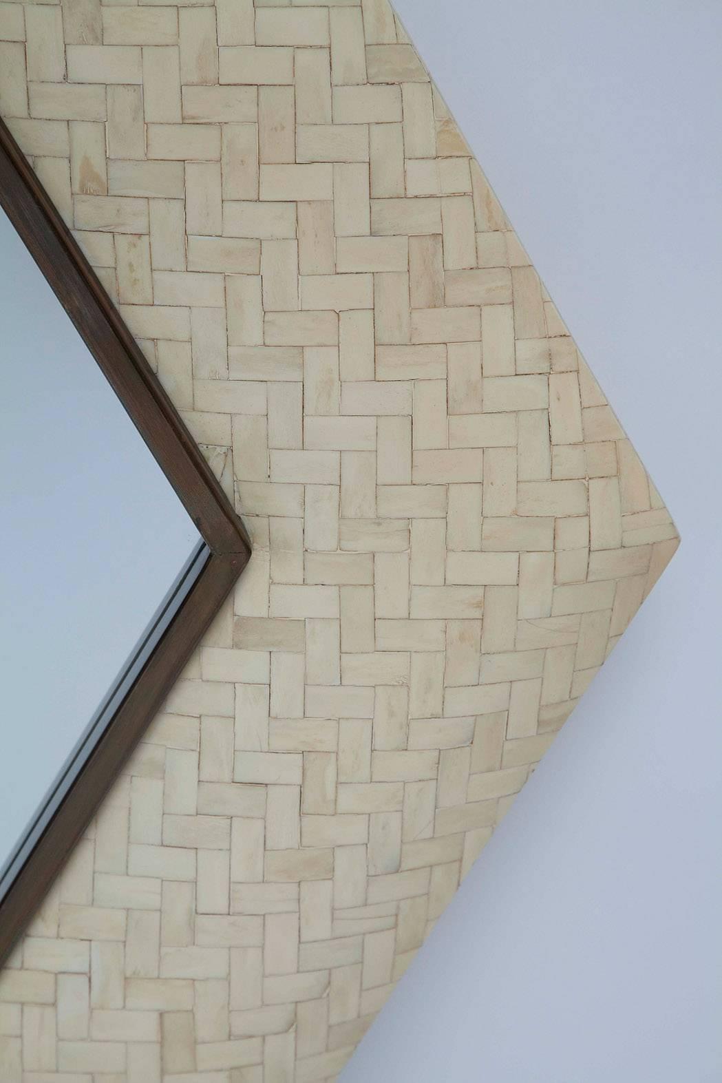 Colombian Tessellated Bone and Bronze Mirror