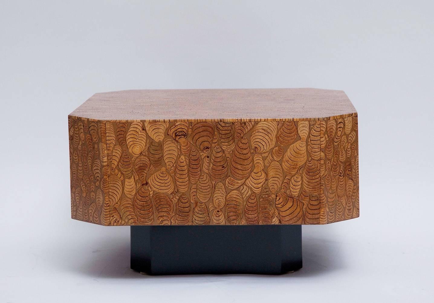 Organic Modern 1970s Exotic Wood Inlaid Side Table