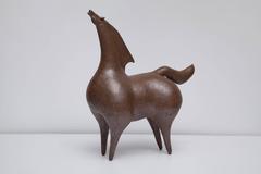 Monumental Mid-Century Ceramic Horse Sculpture in the Manner of Marino Marini