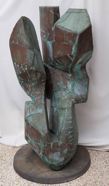 Wonderful scale, form and patina on this large-scale copper-clad abstract sculpture attributed to Palm Springs artist William 