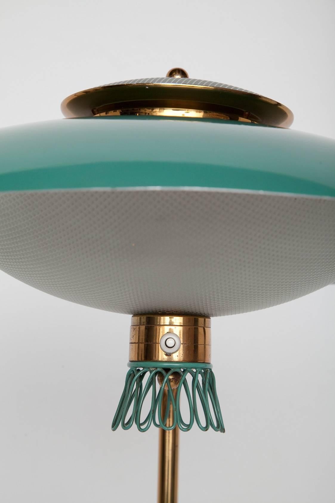 Mid-Century Modern Green Enamel Midcentury Italian Floor Lamp