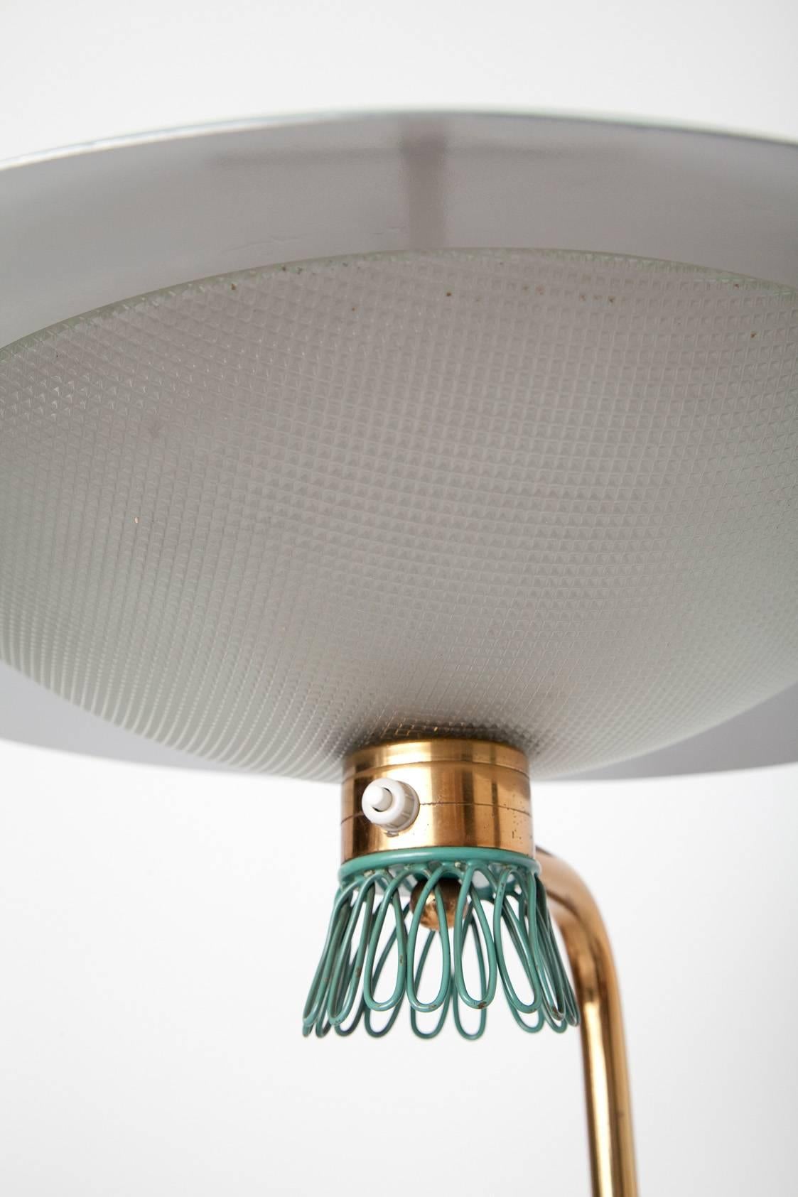 Metal Green Enamel Midcentury Italian Floor Lamp