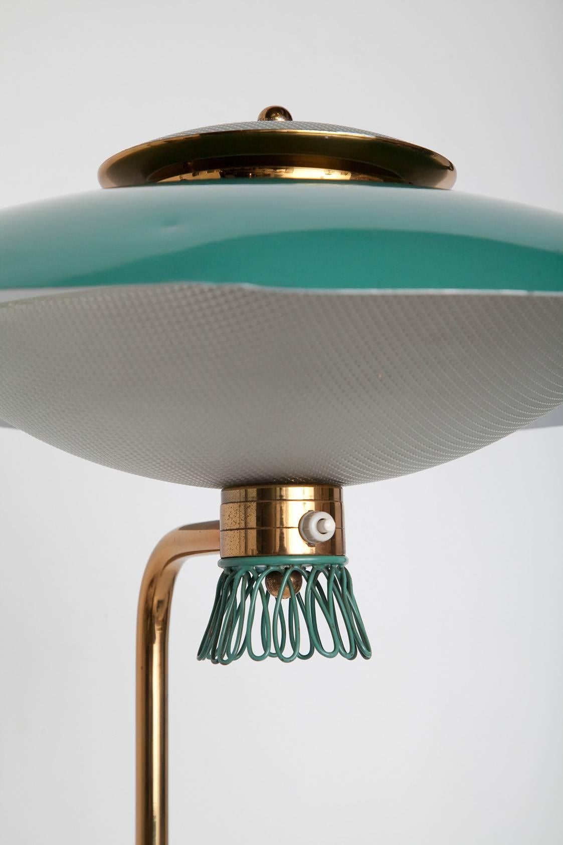 Enameled Green Enamel Midcentury Italian Floor Lamp