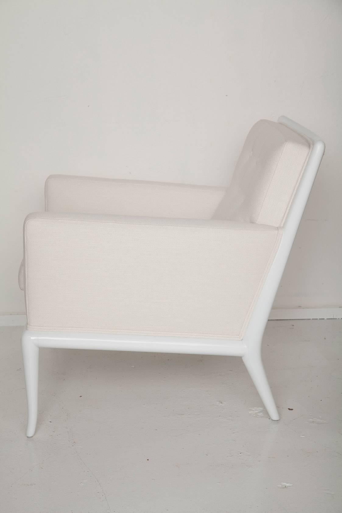 American White Lacquered Lounge Chair and Ottoman by T.H. Robsjohn-Gibbings