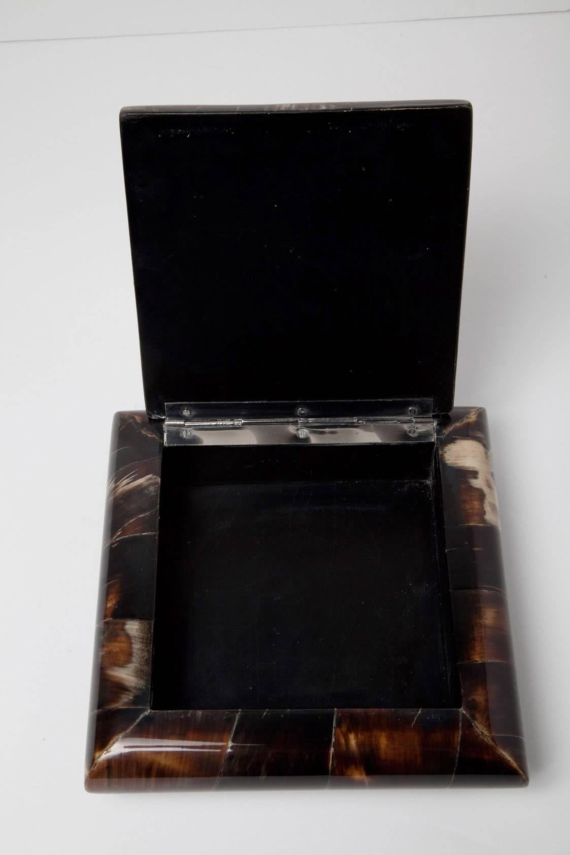 Late 20th Century Pieced Horn Bull-Nose Box by Alberto Escobar, circa 1980