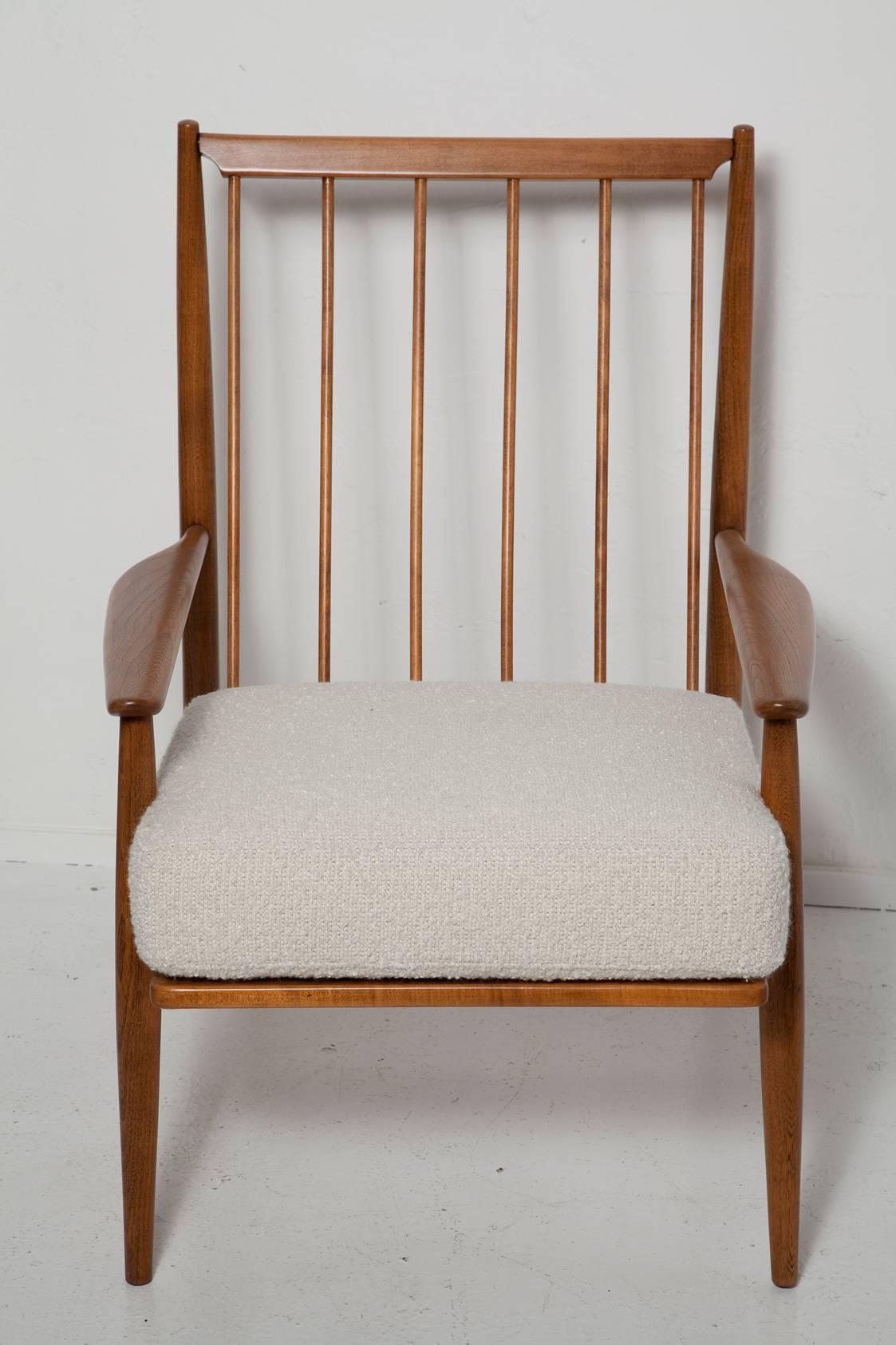 Fully Restored 1950s Danish Walnut Lounge Chair in Angora Boucle 3