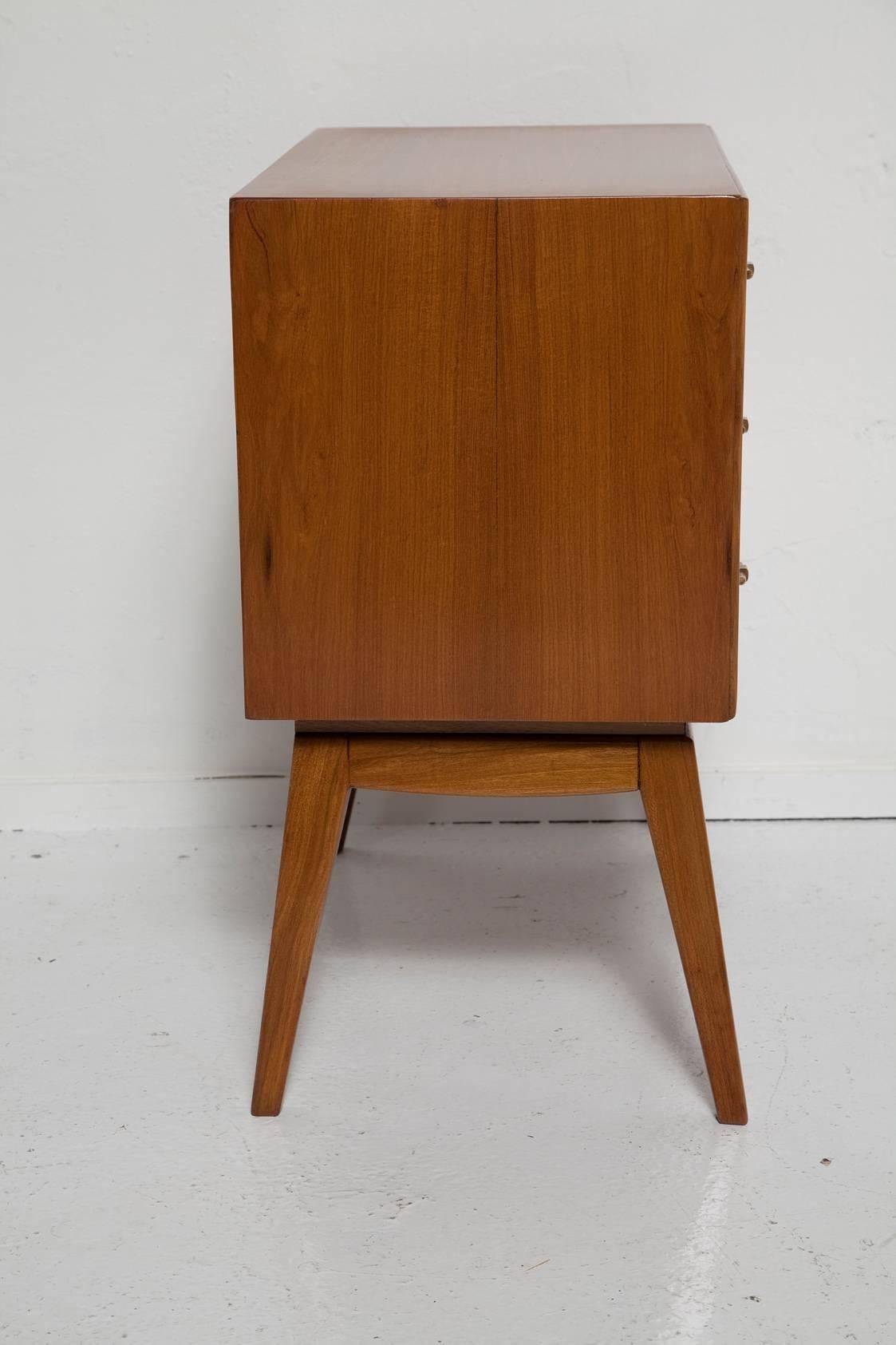 French Teak and Parchment Nightstands, circa 1950 In Good Condition In North Miami, FL