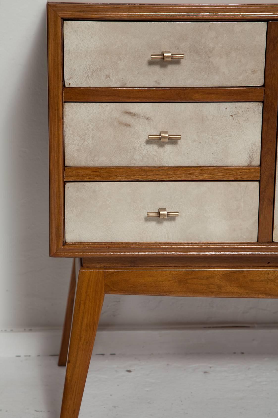 Mid-20th Century French Teak and Parchment Nightstands, circa 1950