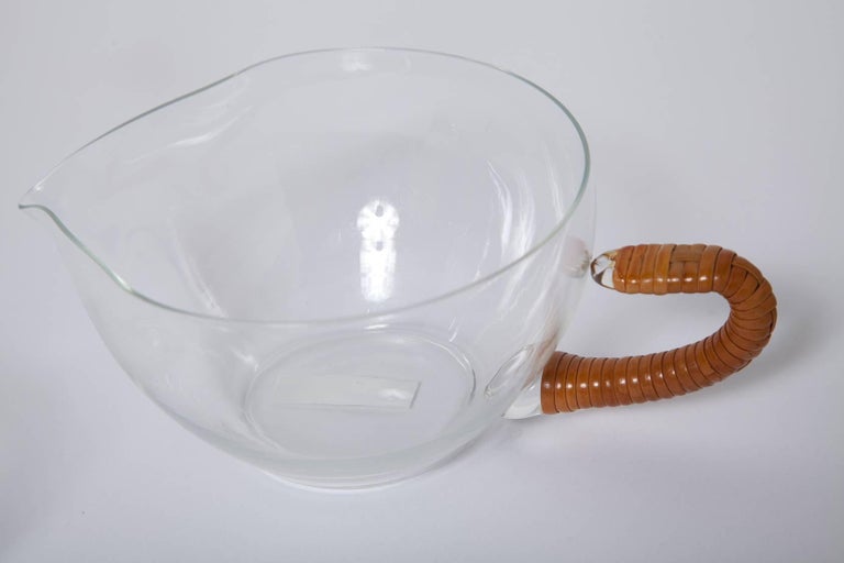 1950s Austrian Wicker Wrapped Glass Punch Bowl Set For Sale 3