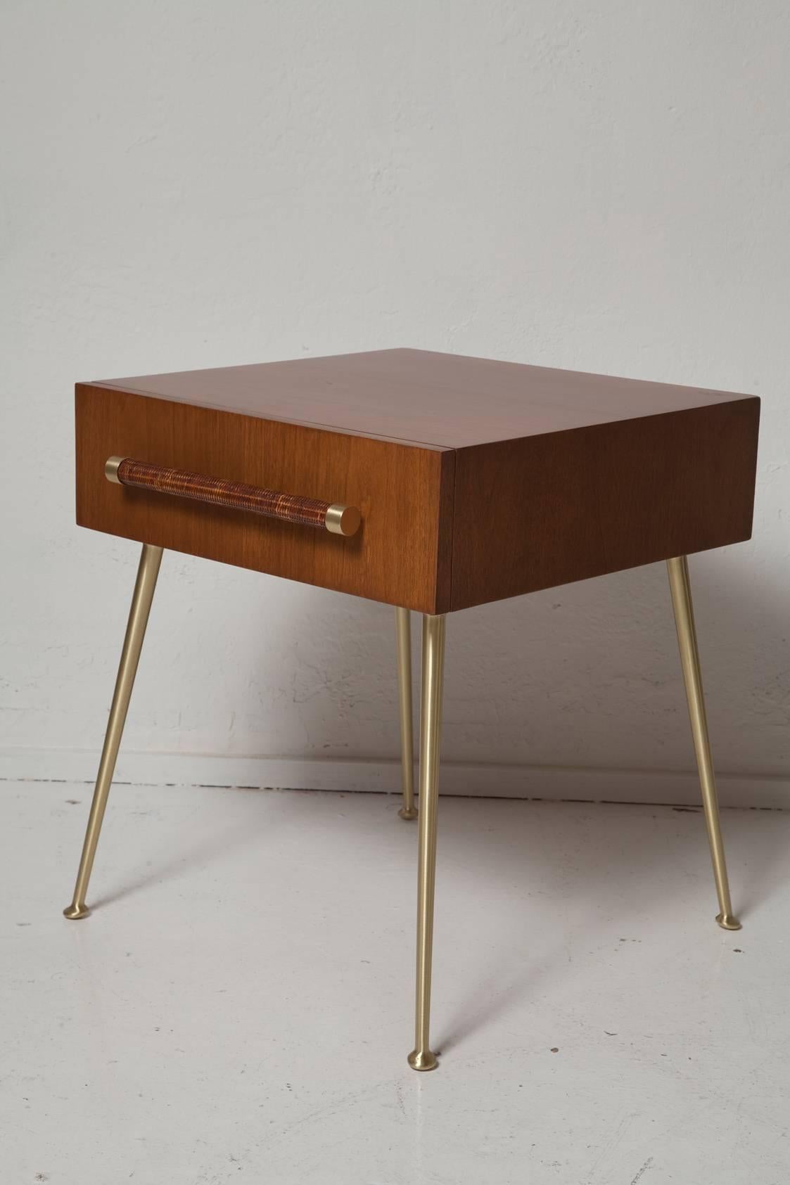 Brushed Fully Restored End Tables or Nightstands by T.H. Robsjohn-Gibbings for Widdicomb