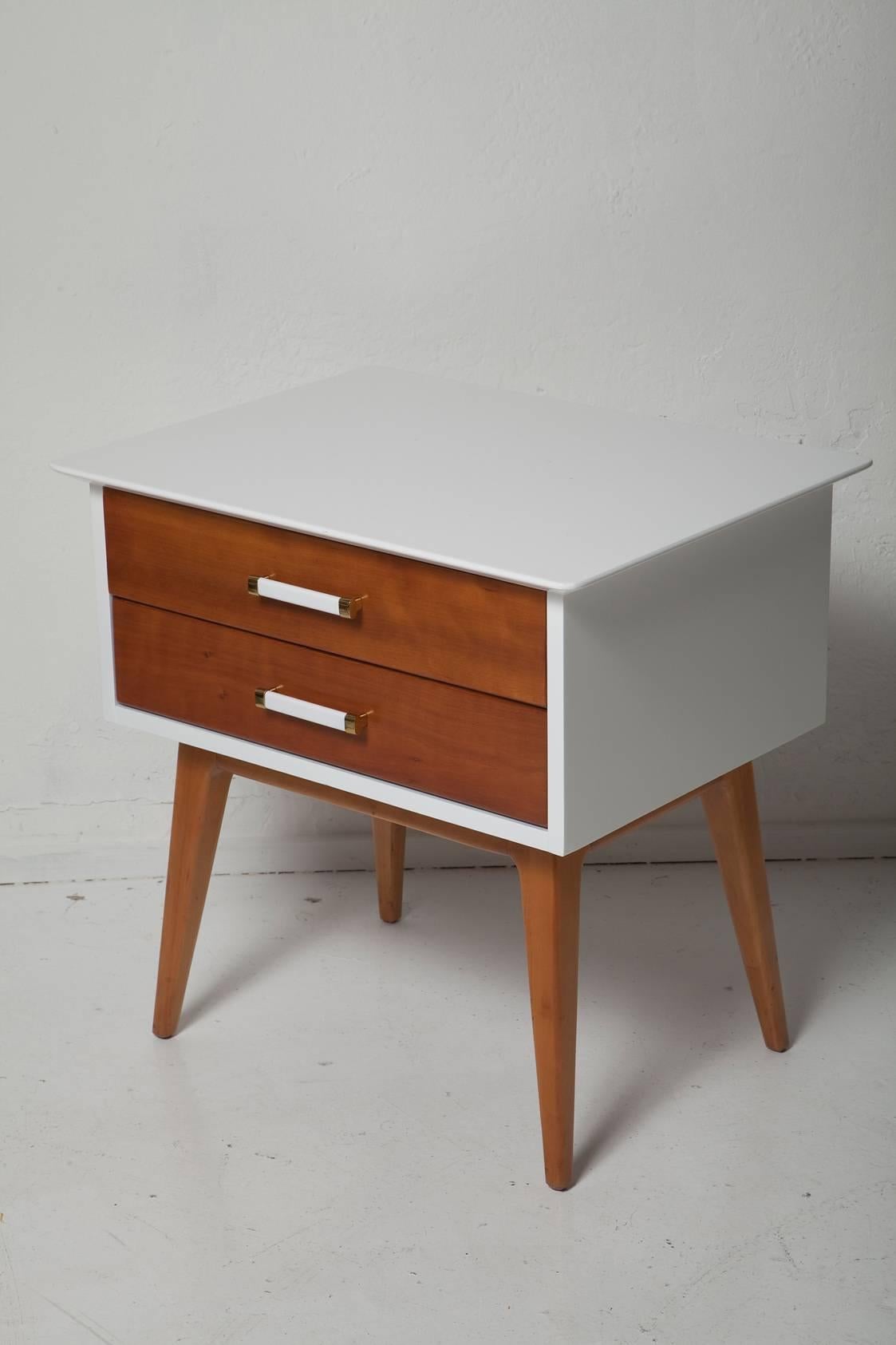 Mid-Century Modern Pair of 1950s Cherrywood Nightstands by Renzo Rutili for Johnson Brothers