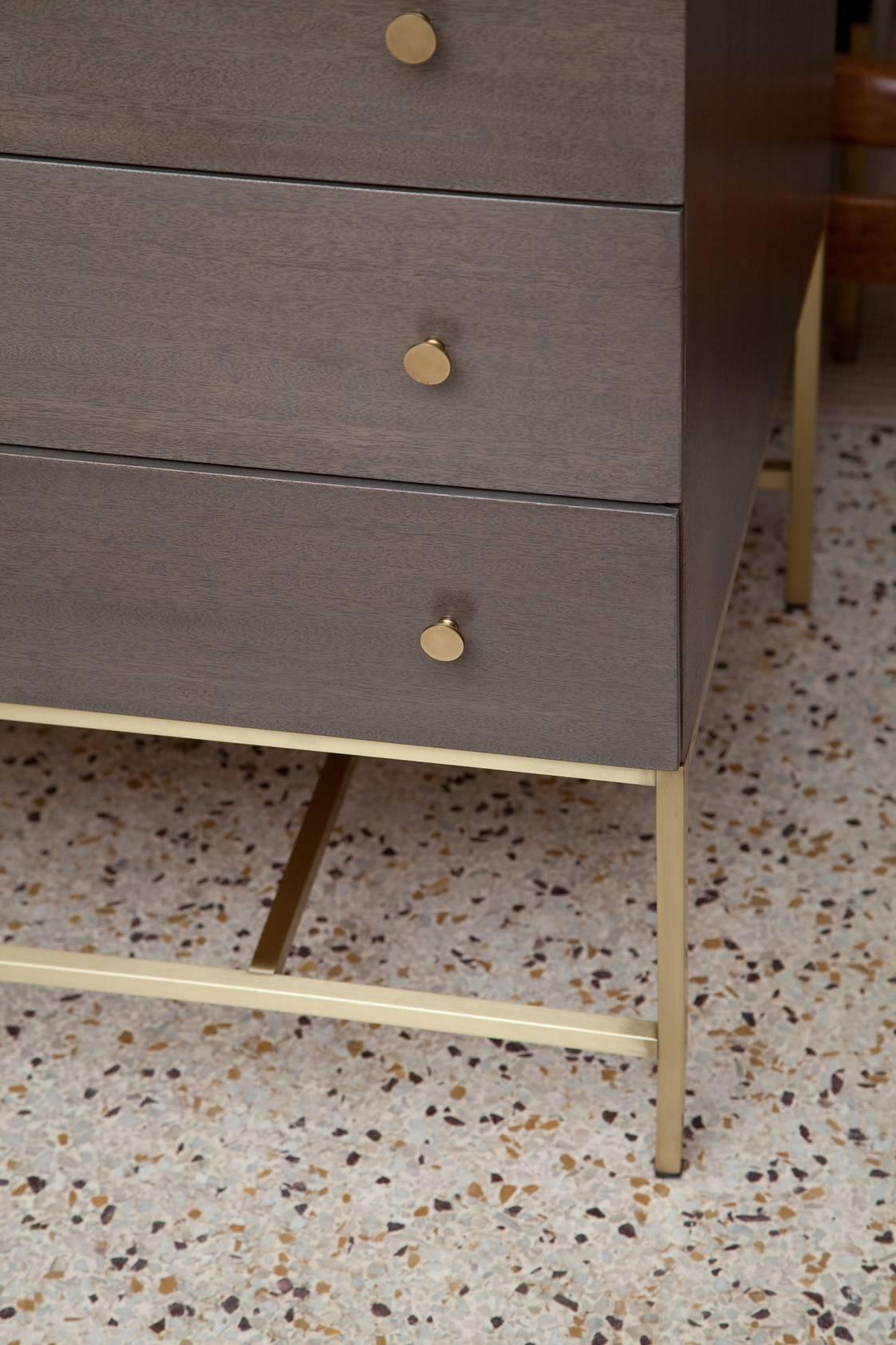 Custom Olive Mahogany and Brass Bachelor Chest by Paul McCobb for Calvin 3